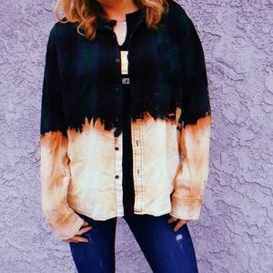 Dip Dye Navy & Green Flannel